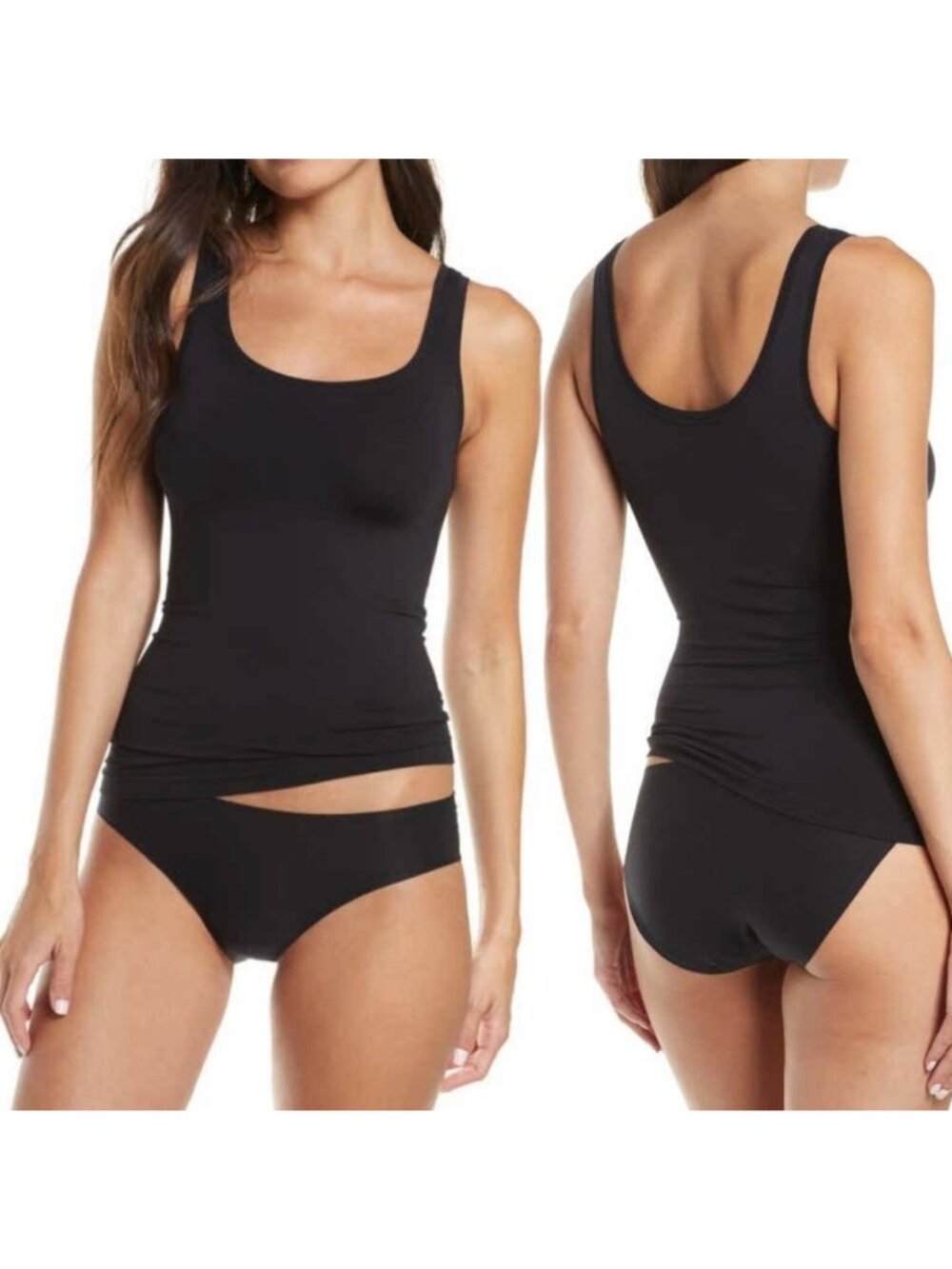 Hanro Touch Feeling Round Neck Seamless Stretch Tank Top Black Minimalist Medium - Picture 2 of 8